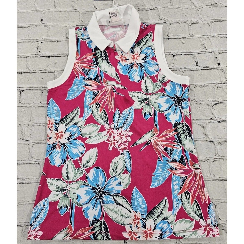Tommy Bahama Golf Racquet Paddle 1/4 Zip Sleeveless Golf Polo Shirt WOMENS SZ S